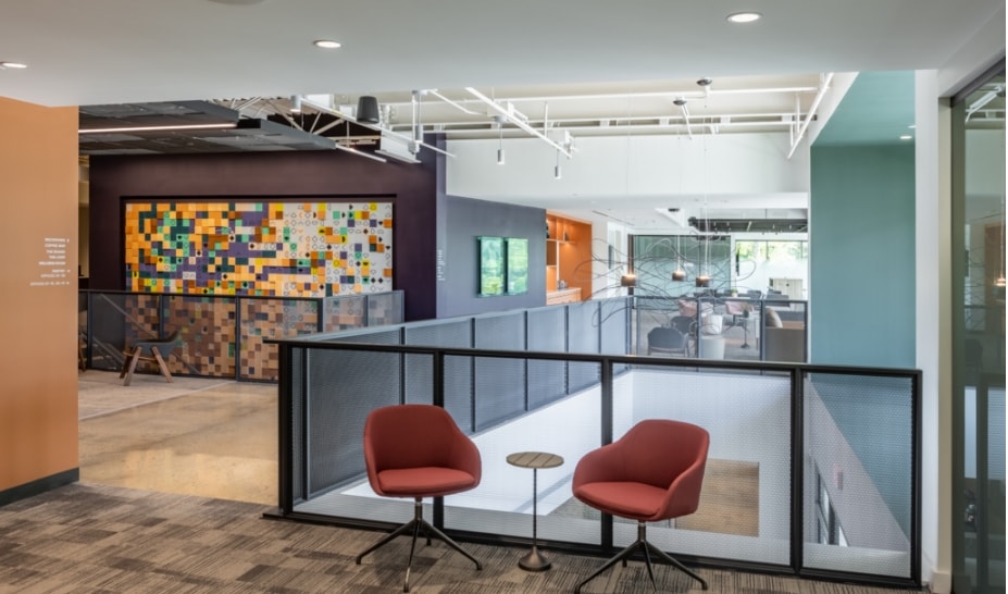 Flex at Chesterbrook's main area showing the stairs
