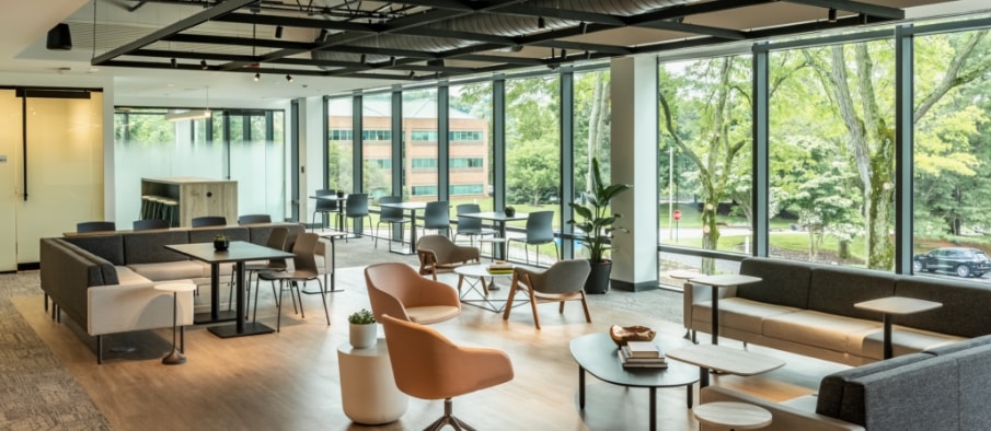 Seating areas at Flex at Chesterbrook
